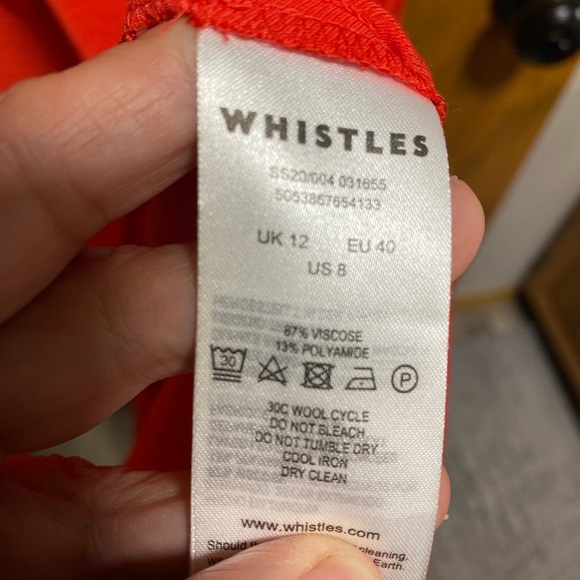WHISTLES Red Frill Sleeve Button Dress - SIZE 8 - EUC - Picture 6 of 10